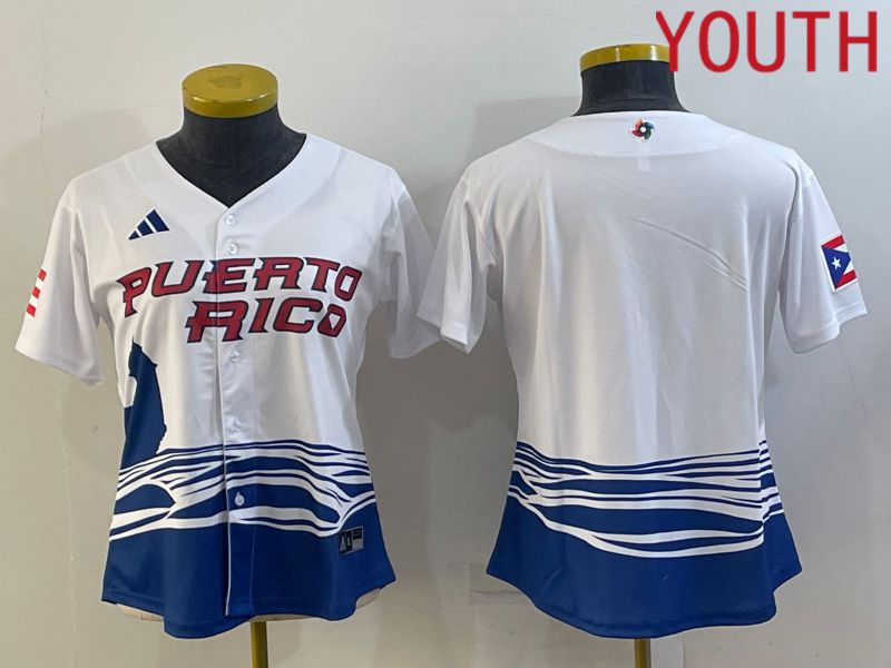 Youth 2023 World Cub Puerto Rico Blank White MLB Jersey->youth mlb jersey->Youth Jersey
